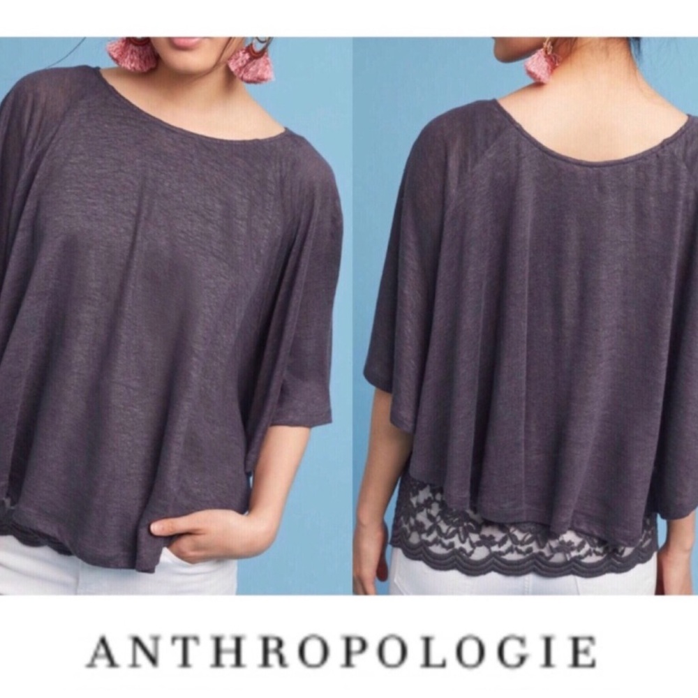 Anthro Lace & Linen Cape Top